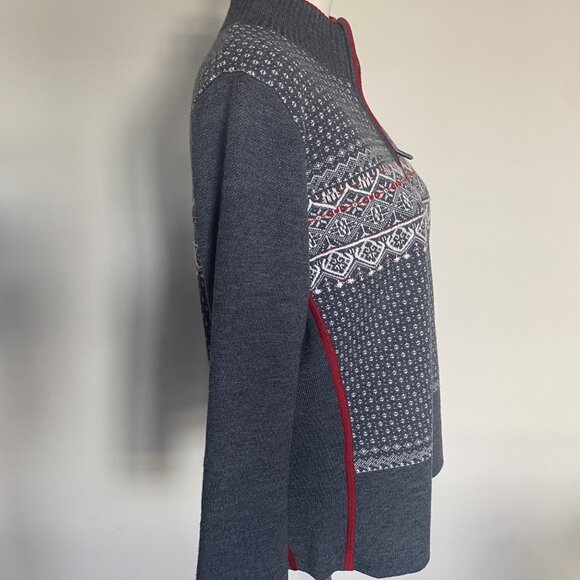 EUC EDDIE BAUER SPORT Gray Merino Wool Sweater Jacket sz L - Picture 6 of 7